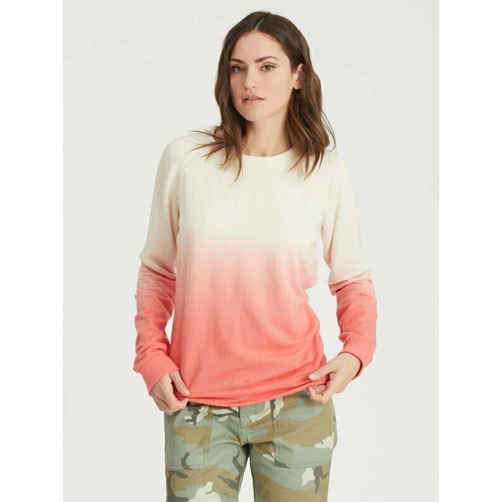Sanctuary Womens Eco Sugar Ivory Peach Ombre Raglan Sweatshirt Size M $79